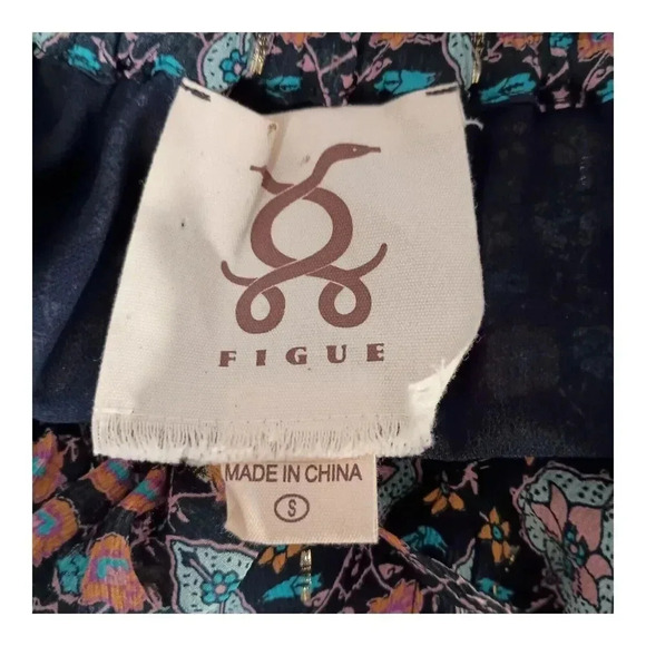 Figue Silk Blouse Long Sleeve Floral Tassel Ruffles Women's Small - Picture 4 of 5